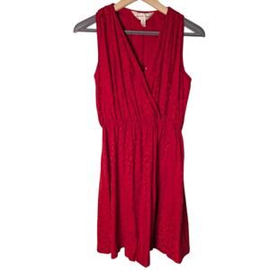 VTG Michelle Stuart 100% Silk Classic Red Faux Wrap Mini Dress Women 10 Holiday